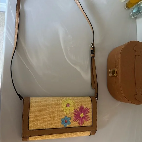 Anne Klein Embroidered Straw Crossbody Bag - Picture 9 of 9